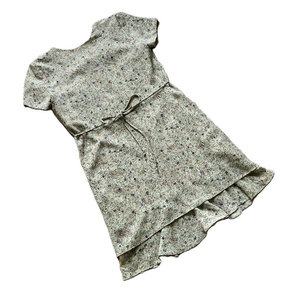 Northern Traditions Short Sleeve Dress 90s Layered Green Calico Floral Print - Picture 4 of 5